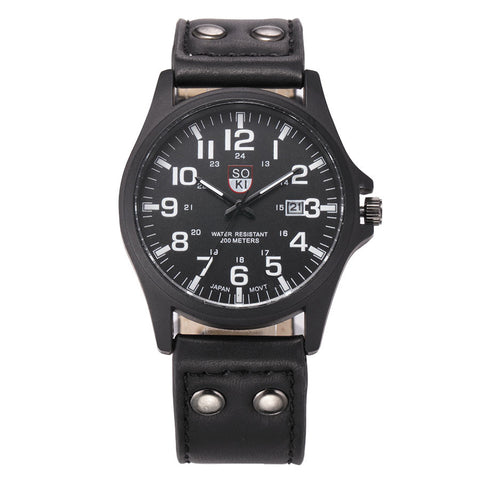 Brand sport Military Watches fashion casual quartz watch Leather Analog men 2015 new SOKI Luxury wristwatch Relogio Masculino