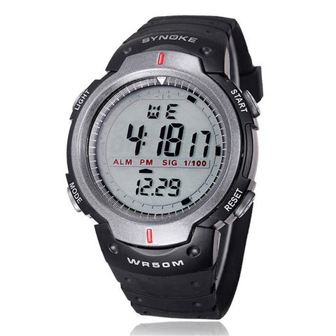 New Fashion Men Sport Watches SYNOKE Brand LED Electronic Digital Watch 50M Waterproof Outdoor Dress Wristwatches Military Watch
