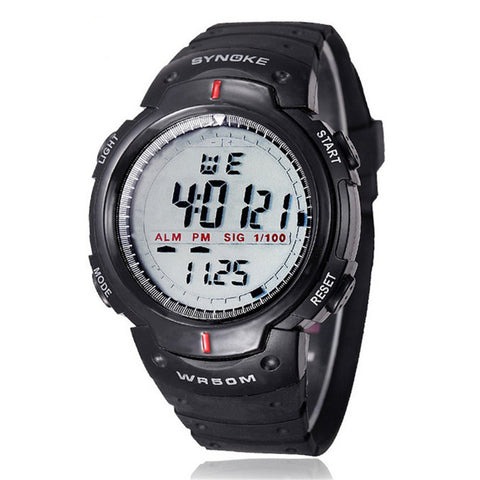 New Fashion Men Sport Watches SYNOKE Brand LED Electronic Digital Watch 50M Waterproof Outdoor Dress Wristwatches Military Watch