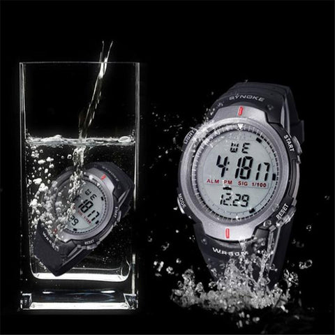 New Fashion Men Sport Watches SYNOKE Brand LED Electronic Digital Watch 50M Waterproof Outdoor Dress Wristwatches Military Watch