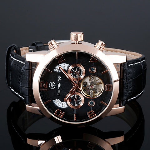 Stock In Russian Luxury Brand FORSINING Genuine Leather Strap Automatic Mechanical Watch Calendar Date Men Sports Wristwatch