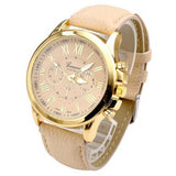 New Design Women's Fashion Geneva Roman Numerals Faux Leather Analog Quartz Wrist Watch