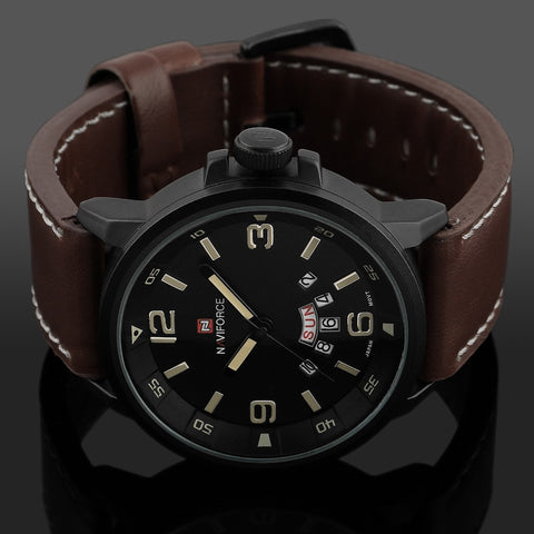 2014 Curren New Fashion Men Quartz Hour Date Clock Leather Strap Watches Men's Sports military Army 3ATM  Waterproof Wrist Watch