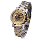 2014 new fashion skeleton full steel band men clock SWOR stylish design classic army mechanical hand wind wrist dress watch