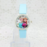 2016 Cartoon Children Watches Princess Elsa Anna Watches Fashion Girl Kids Student Cute Leather Sports Analog Wristwatch relojes