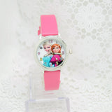 2016 Cartoon Children Watches Princess Elsa Anna Watches Fashion Girl Kids Student Cute Leather Sports Analog Wristwatch relojes