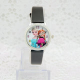 2016 Cartoon Children Watches Princess Elsa Anna Watches Fashion Girl Kids Student Cute Leather Sports Analog Wristwatch relojes