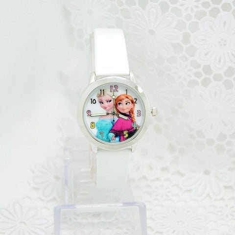 2016 Cartoon Children Watches Princess Elsa Anna Watches Fashion Girl Kids Student Cute Leather Sports Analog Wristwatch relojes