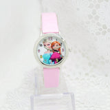 2016 Cartoon Children Watches Princess Elsa Anna Watches Fashion Girl Kids Student Cute Leather Sports Analog Wristwatch relojes