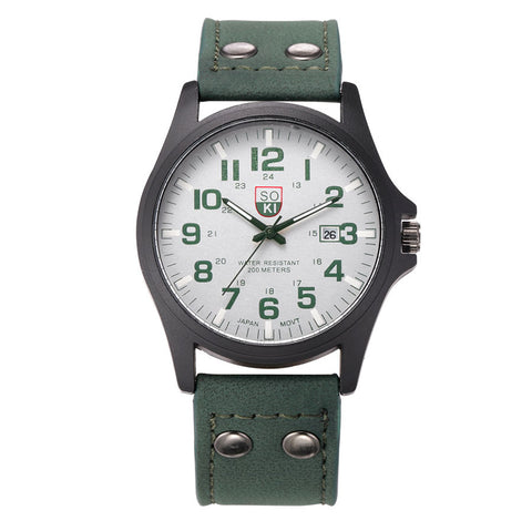 Brand sport Military Watches fashion casual quartz watch Leather  Analog men 2015 new SOKI Luxury wristwatch Relogio Masculino