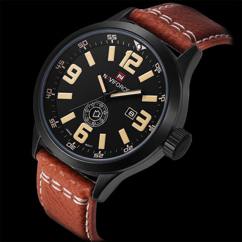 Hot Fashion Men Sports Watches Men's Quartz Hour Date Clock Man Leather Strap Military Army Waterproof Wrist Watch Male Relogio