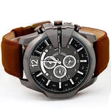 Hot Marketing 2016 Luxury Men Watch Analog Sport Steel Case Quartz Dial Leather Wrist Watch F03