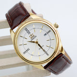 New 2015 Fashion Gold Quartz Watch Men Military Leather Strap Watches Luxury Brand Casual Relogio Masculino Wristwatches Brown