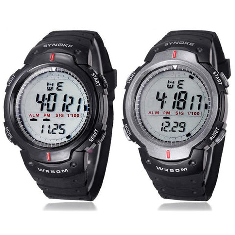 New Fashion Men Sport Watches SYNOKE Brand LED Electronic Digital Watch 50M Waterproof Outdoor Dress Wristwatches Military Watch