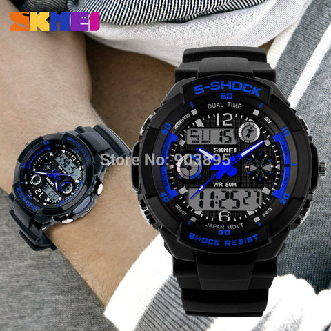 S SHOCK 2015 New SKMEI Luxury Brand  Men Military Sports Watches Digital LED Quartz Wristwatches rubber strap relogio masculino