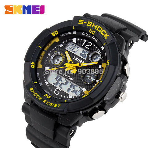 S SHOCK 2015 New SKMEI Luxury Brand  Men Military Sports Watches Digital LED Quartz Wristwatches rubber strap relogio masculino